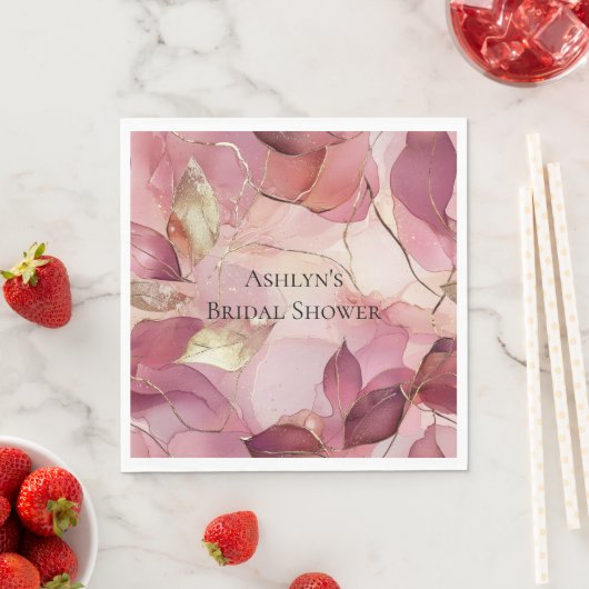 Blush Pink Gold Blätter Brautparty Serviette (Beispiel)