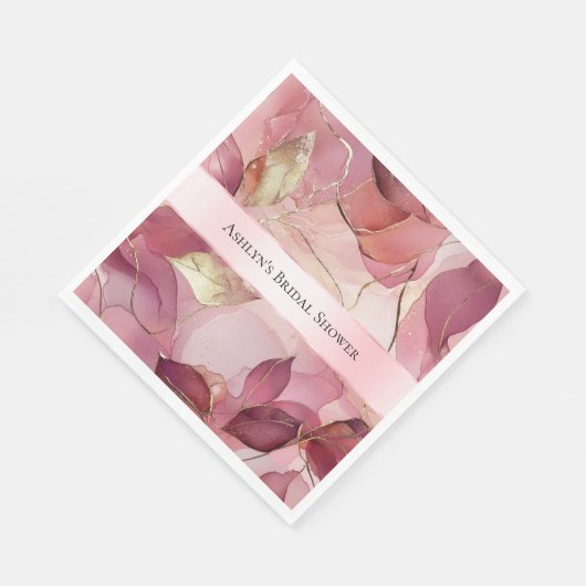 Blush Pink Gold Blätter Brautparty Serviette (Ecke)