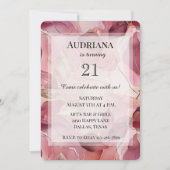 Blush Pink Gold Blätter Geburtstag Einladung (Vorderseite)