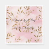 Blush Pink Gold Blätter Hochzeit Serviette (Vorderseite)