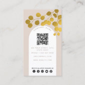 Blush Pink Gold Blätter Moderner Arch QR Code Visitenkarte (Rückseite)