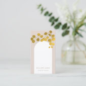Blush Pink Gold Blätter Moderner Arch QR Code Visitenkarte (Stehend Vorderseite)