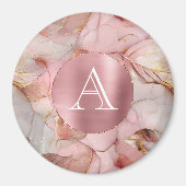 Blush Pink Gold Blätter Monogram Magnet (Vorne)
