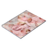 Blush Pink Gold Blätter Monogram Notizblock (Linke Seite)