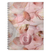 Blush Pink Gold Blätter Monogram Notizblock (Vorderseite)