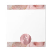 Blush Pink Gold Blätter Monogram Notizblock (Vorderseite)