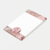 Blush Pink Gold Blätter Monogram Post-it Klebezettel (angewinkelt)