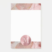 Blush Pink Gold Blätter Monogram Post-it Klebezettel (Vorderseite)