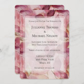 Blush Pink Gold Blätter Romantische Hochzeit Einladung (Vorne/Hinten)