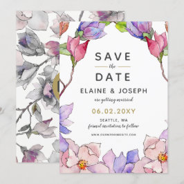 Blush Pink Gold Blumengarten Botanische Hochzeit Einladung