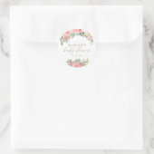 Blush Pink Gold Blumengrün Babydusche Runder Aufkleber (Tasche)