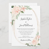 Blush Pink Gold Blumengrün Hochzeit Einladung (Vorne/Hinten)