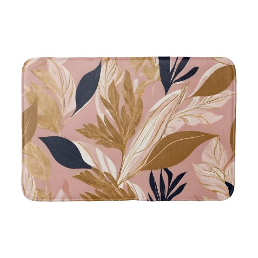 Blush Pink Gold Boho Blätter Moderne Sammlung Badematte (Vorderseite)