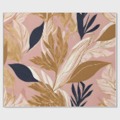 Blush Pink Gold Boho Blätter Moderne Sammlung Geschenkpapier (Flach)