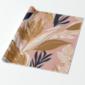 Blush Pink Gold Boho Blätter Moderne Sammlung Geschenkpapier (Ungerollt)