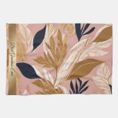 Blush Pink Gold Boho Blätter Moderne Sammlung Geschirrtuch (Horizontal)