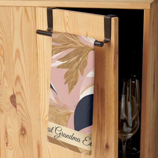 Blush Pink Gold Boho Blätter Moderne Sammlung Geschirrtuch (Drittel gefaltet)