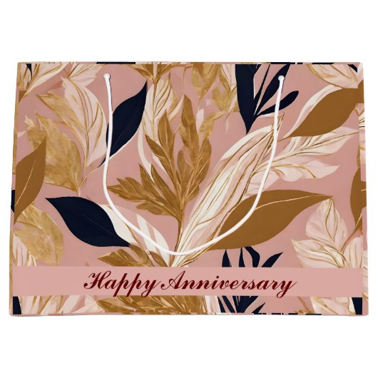 Blush Pink Gold Boho Blätter Moderne Sammlung Große Geschenktüte (Vorderseite)