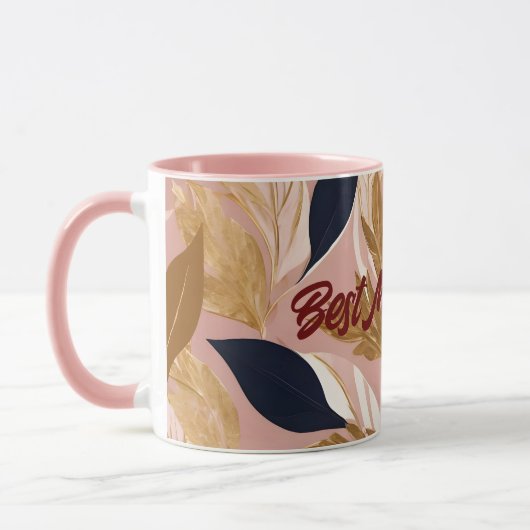 Blush Pink Gold Boho Blätter Moderne Sammlung Tasse (Links)