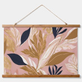 Blush Pink Gold Boho Blätter Moderne Sammlung Wandteppich Mit Holzrahmen (Vorderseite 2)
