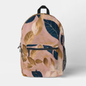 Blush Pink Gold Boho Blätter Populäre Sammlung Bedruckter Rucksack (Vorderseite)