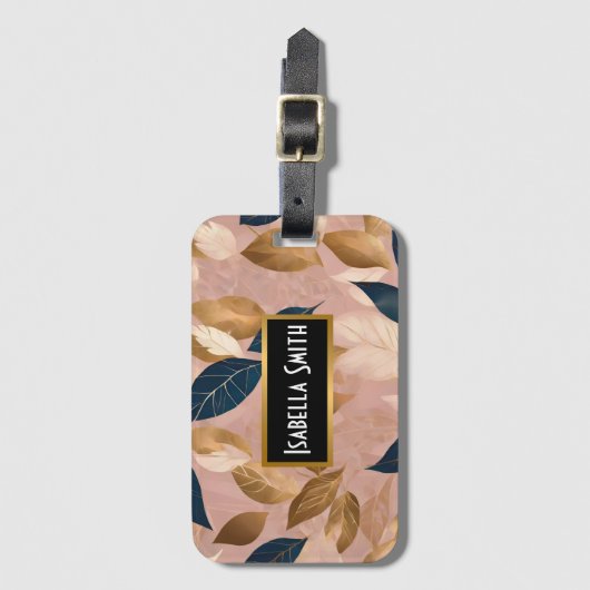 Blush Pink Gold Boho Blätter Populäre Sammlung Gepäckanhänger (Vorderseite Vertikal)
