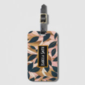Blush Pink Gold Boho Blätter Trendy Collection Gepäckanhänger (Vorderseite Vertikal)