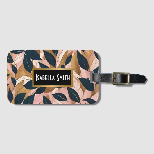 Blush Pink Gold Boho Blätter Trendy Collection Gepäckanhänger (Vorderseite (Horizontal))