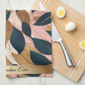 Blush Pink Gold Boho Blätter Trendy Collection Geschirrtuch (Viertel Falte)