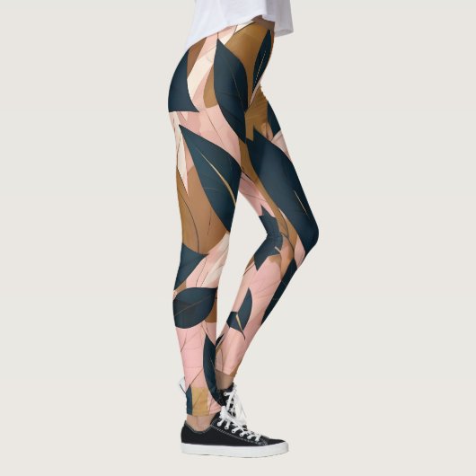 Blush Pink Gold Boho Blätter Trendy Collection Leggings (Rechts)