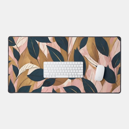 Blush Pink Gold Boho Blätter Trendy Collection Schreibtischunterlage (Tastatur & Maus)
