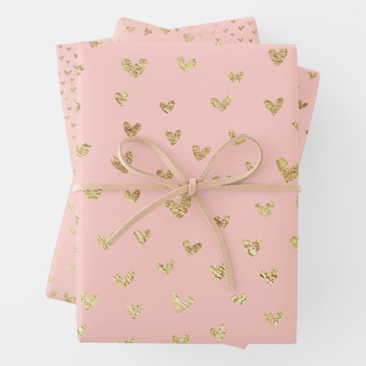 Blush Pink Gold Boho Herz Geschenkpapier Set (Beispiel)