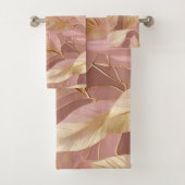 Blush Pink Gold Boho Moderne Blätter Sammlung Badhandtuch Set (Insitu)
