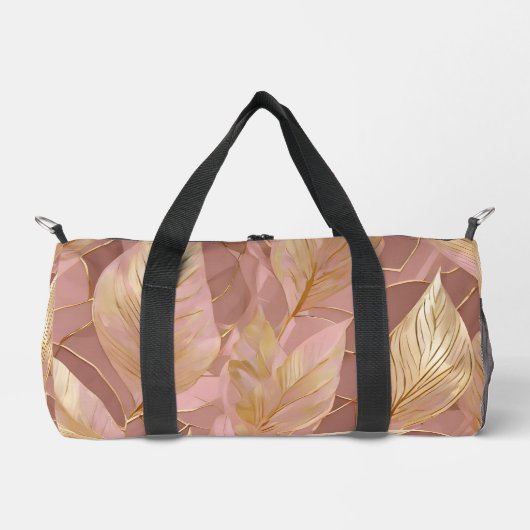 Blush Pink Gold Boho Moderne Blätter Sammlung Duffle Bag (Vorderseite)