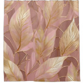 Blush Pink Gold Boho Moderne Blätter Sammlung Duschvorhang (Vorderseite)