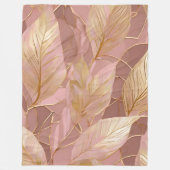 Blush Pink Gold Boho Moderne Blätter Sammlung Fleecedecke (Vorderseite)