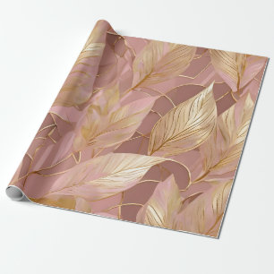 Blush Pink Gold Boho Moderne Blätter Sammlung Geschenkpapier