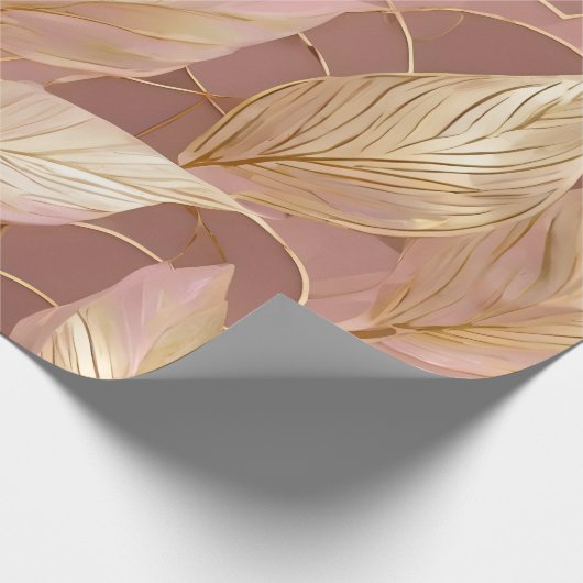 Blush Pink Gold Boho Moderne Blätter Sammlung Geschenkpapier (Ecke)