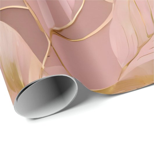 Blush Pink Gold Boho Moderne Blätter Sammlung Geschenkpapier (Rolleneckpunkt)