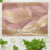 Blush Pink Gold Boho Moderne Blätter Sammlung Geschirrtuch (Gefaltet)
