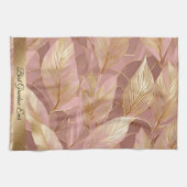 Blush Pink Gold Boho Moderne Blätter Sammlung Geschirrtuch (Horizontal)