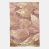 Blush Pink Gold Boho Moderne Blätter Sammlung Geschirrtuch (Vertikal)