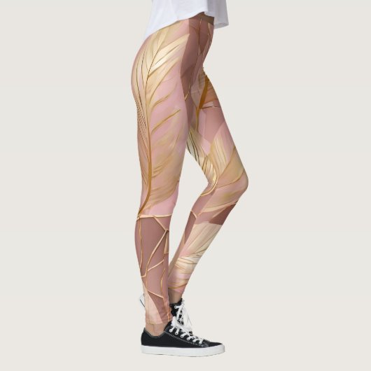 Blush Pink Gold Boho Moderne Blätter Sammlung Leggings (Rechts)