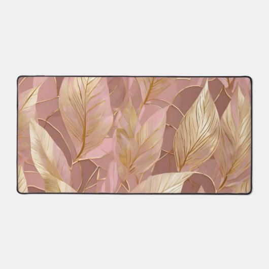 Blush Pink Gold Boho Moderne Blätter Sammlung Schreibtischunterlage (Vorderseite)