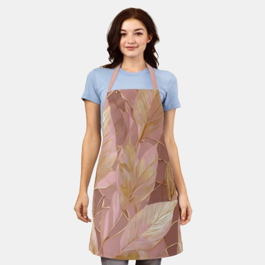 Blush Pink Gold Boho Moderne Blätter Sammlung Schürze (Getragen)