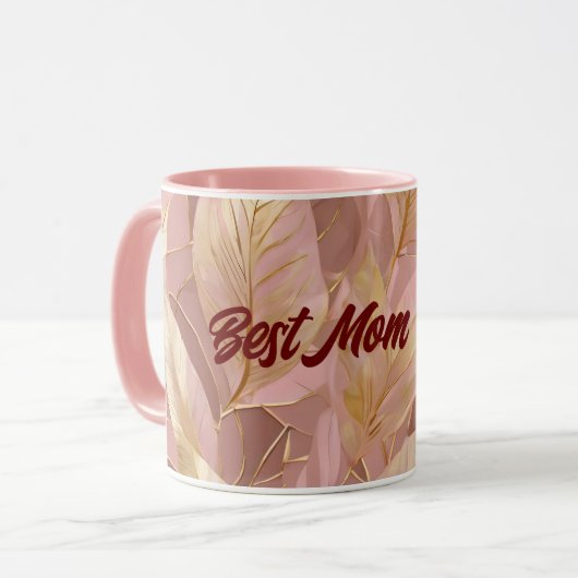 Blush Pink Gold Boho Moderne Blätter Sammlung Tasse (Vorderseite Links)