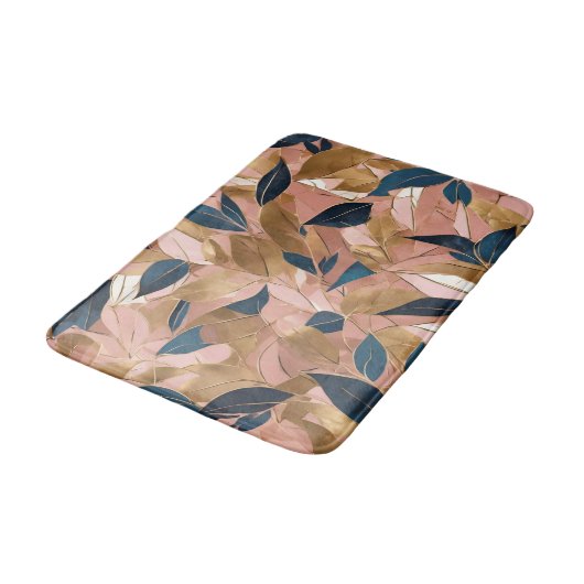 Blush Pink Gold Boho Popular Blätter Collection Badematte (Schrägansicht)
