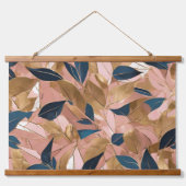 Blush Pink Gold Boho Popular Blätter Collection Wandteppich Mit Holzrahmen (Vorderseite 2)