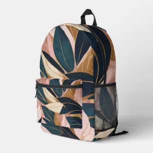 Blush Pink Gold Boho Trendy Blätter Collection Bedruckter Rucksack