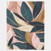 Blush Pink Gold Boho Trendy Blätter Collection Fleecedecke (Vorderseite)